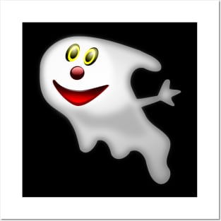 Ghost Halloween Creepy Face Scary Spooky Smiley Posters and Art